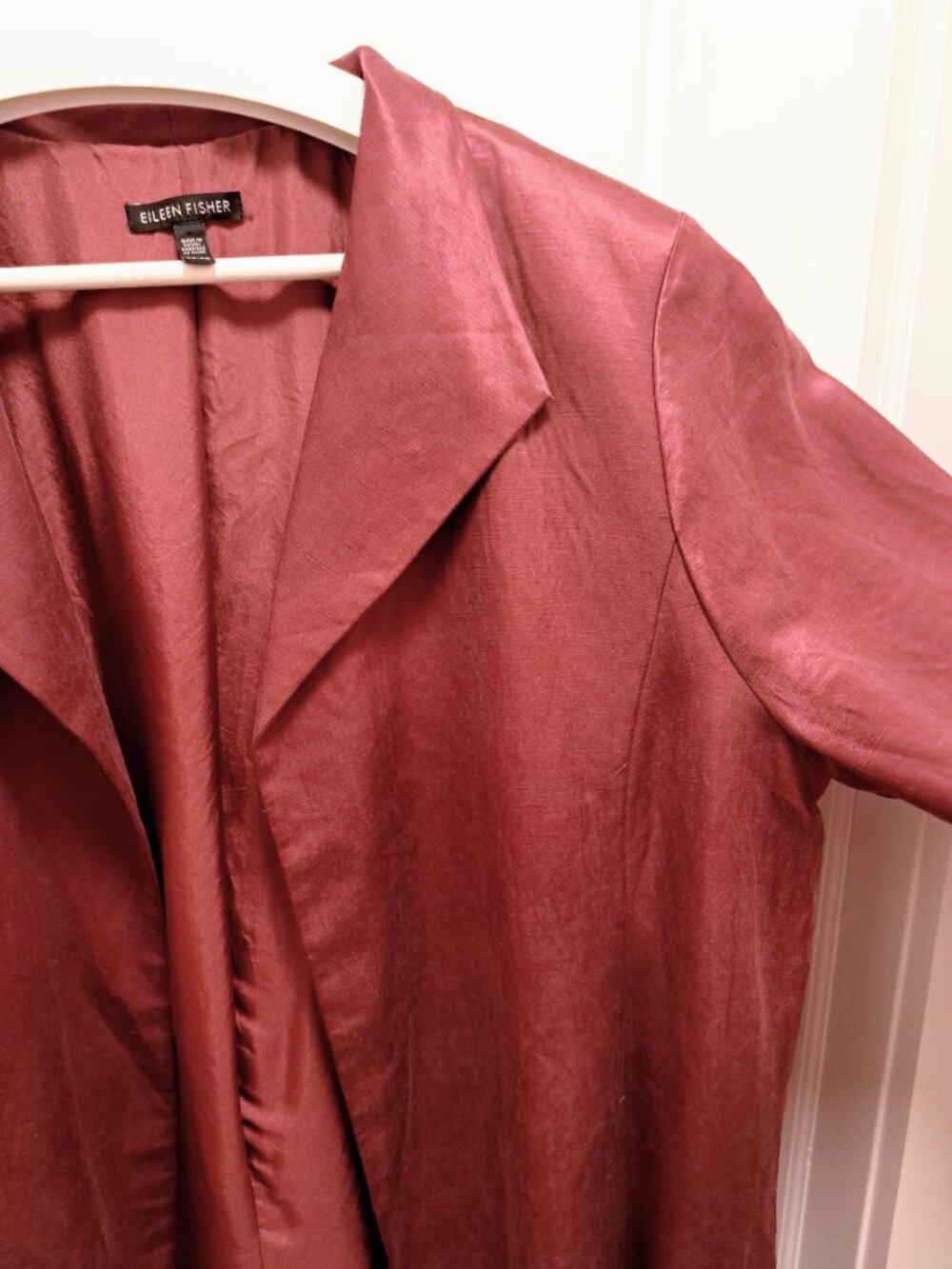 Eileen Fisher Linen Silk Blend Shimmer Open Front Jacket Size XL - Picture 3 of 10